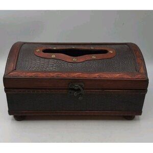 Vintage Bombay Decorative Footed Wooden Tissue Box Holder Table Top NEW